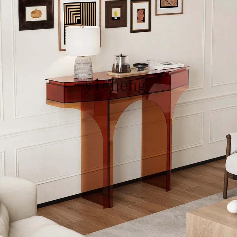 X5-25 light luxury acrylic entrance table modern simple entrance cabinet creative shelf against the wall