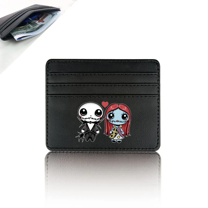 Dompet kartu kecil Disney's The Nightmare Before Christmas Jack Sally baru dompet koin dompet tempat kartu PU Mini untuk pria dan wanita