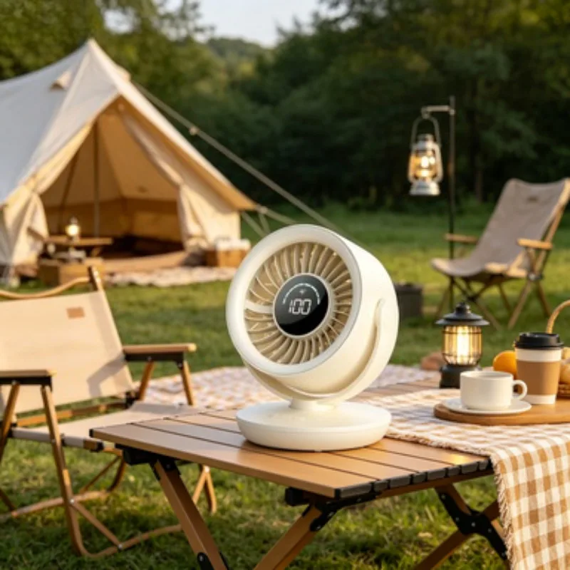 

New Arrival Desktop Turbine Cooling Fan Digital Display USB Charged Strong Wind Long Endurance Portable Dorm Fan