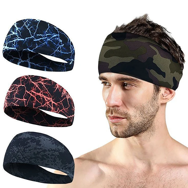 Color Print Sports Headband Women Men Running Elastic Headwear Sweat-Absorbent Bandage Basketball Fitness Headband Gym Head Wrap