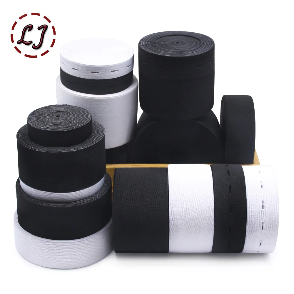 New 5 Yards 8 Yarn Black White Flat Elastic Band Rubber Band Tape For Sewing Clothing Pants Accessories Stretch Belt Ribbon Garm