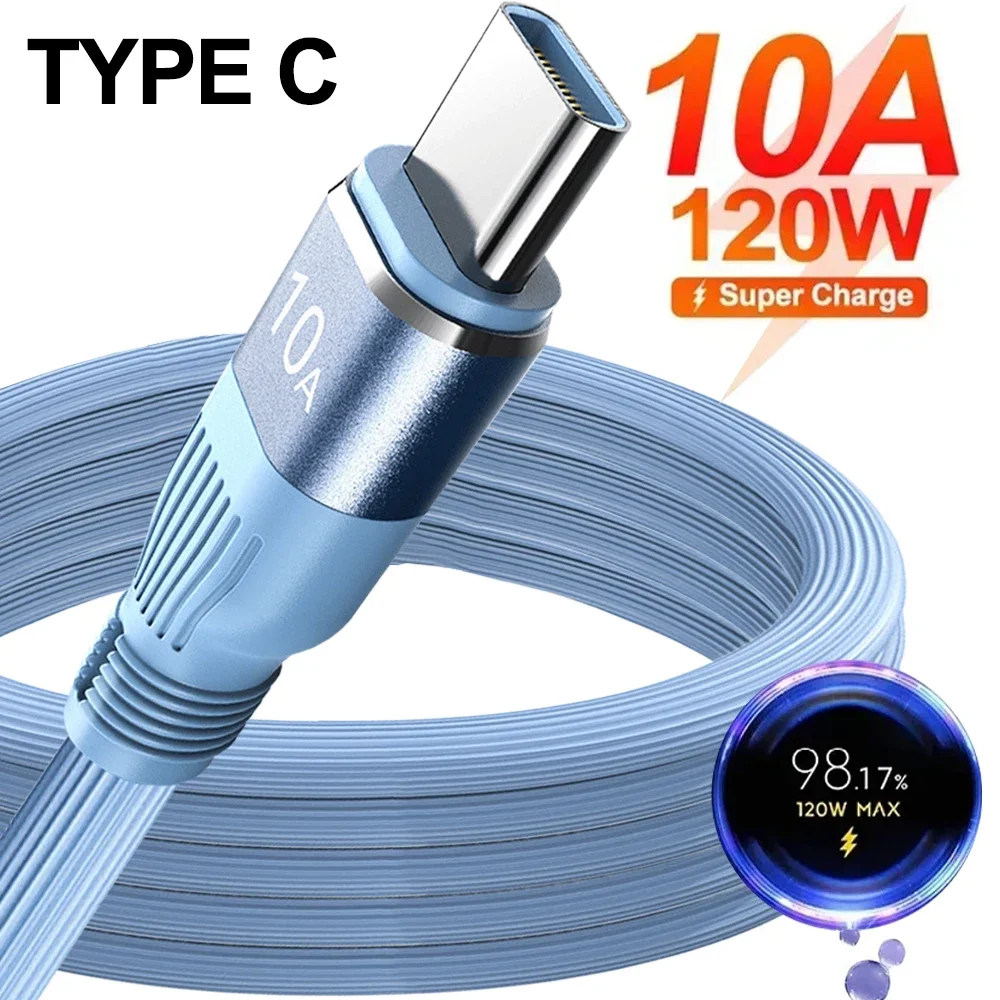 Universal 120W 10A Fast Charger Type C Cables High-speed Data Transfer Wire Cord for Samsung Xiaomi Google Android USB C Cable