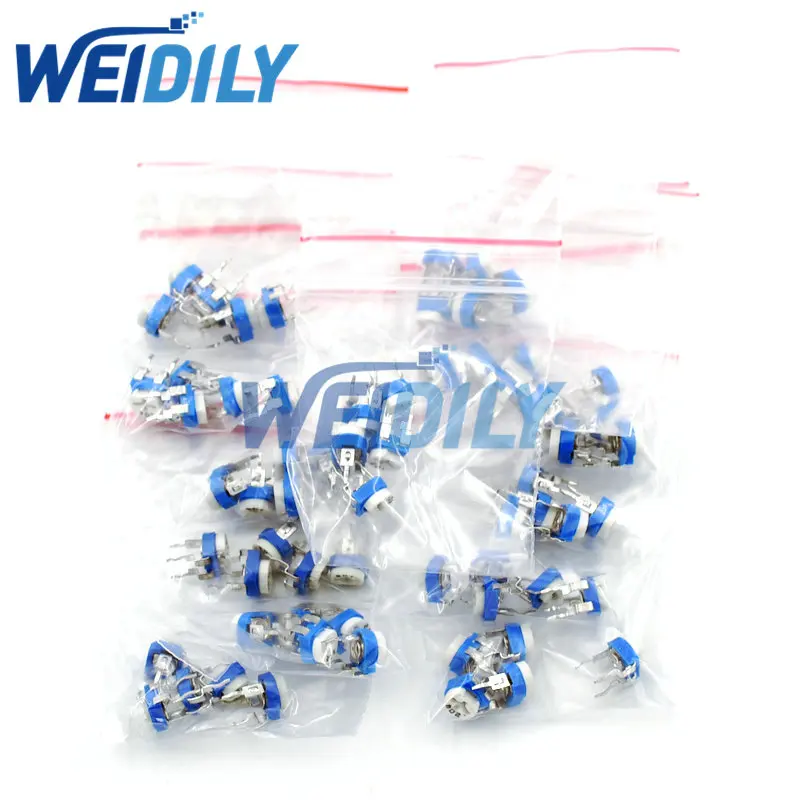 

65PCS Trimming Potentiometer RM-065 top adjustment 100R-1M RM065 WH06-2 Variable Potentiometers Assorted Kit 13Type*5pcs=65PCS