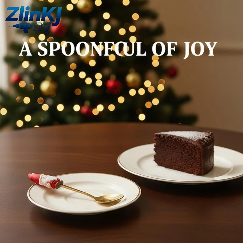 2Pcs Christmas Themed Spoon Fork Set With Cute Santa Gingerbread Tree Handles