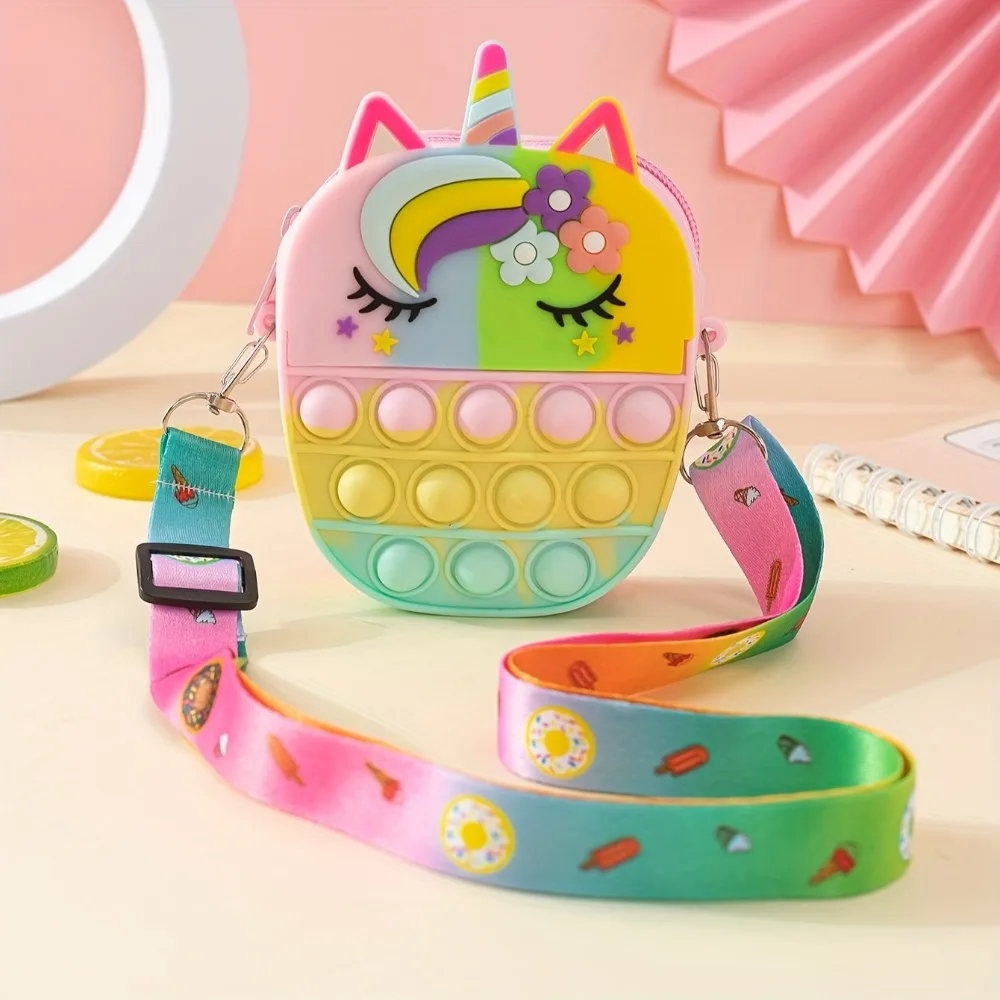 Kid Unicorn Cartoon Silicone Princess Coin Purse - Lightweight, Waterproof, Wear-resistant - Suitable for Party, Outing Use