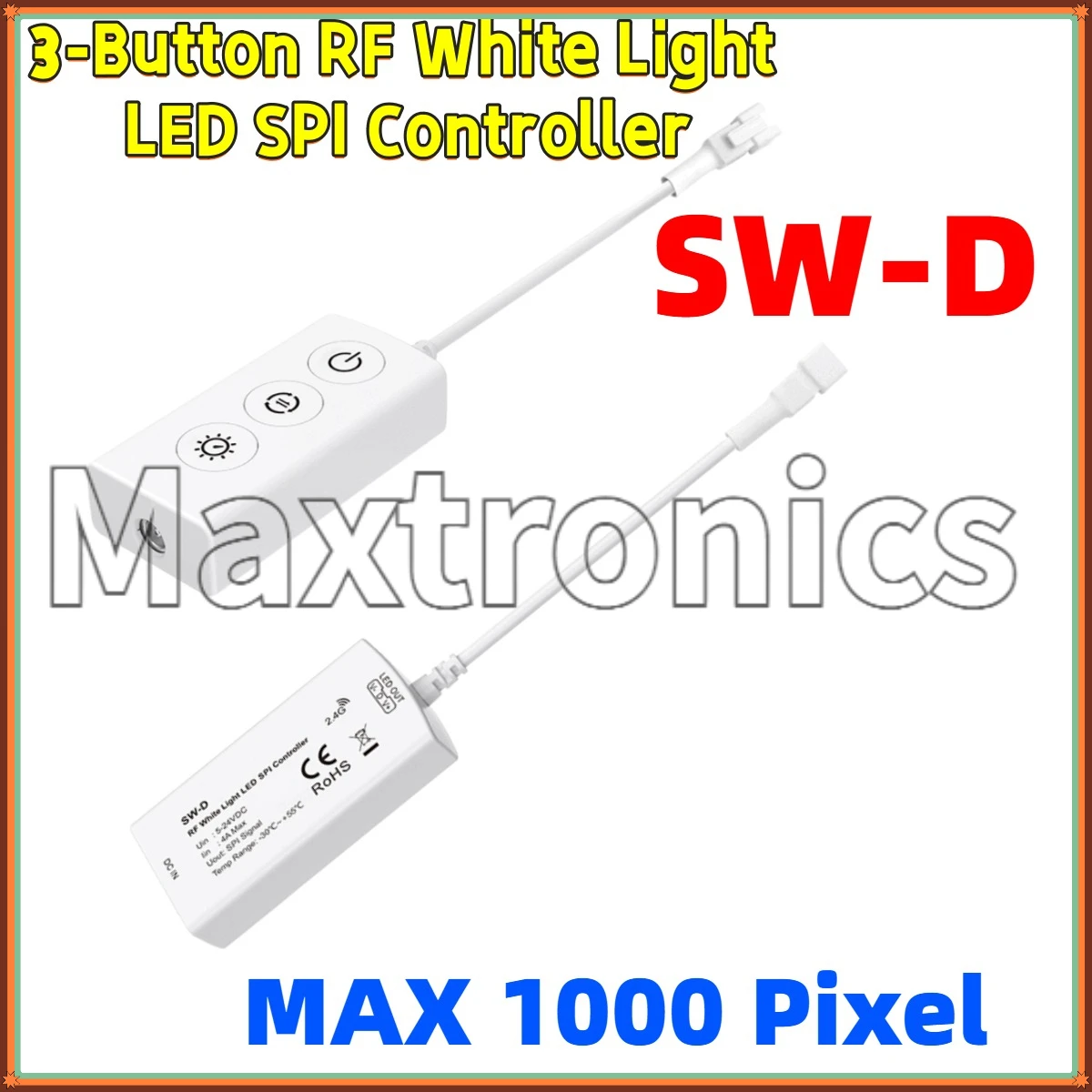 5-24VDC 3-Button RF White Light LED SPI Controller SW-D Built-in 5 Kinds Light for WS2811 WS2812 WS2815 LED SPI Pixel Strip Lamp