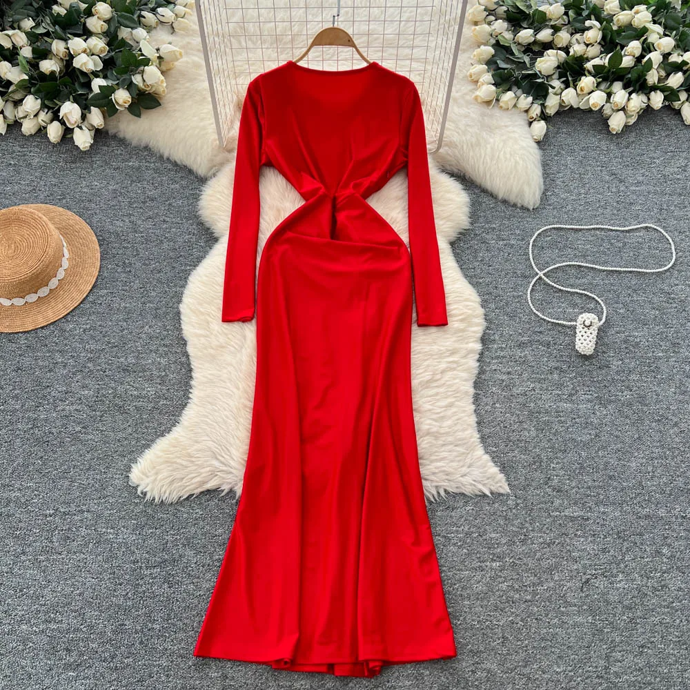 فستان بوهو أنيق عتيق بأكمام طويلة من حجر الراين أنيق على الموضة الكورية الجنية ملابس نسائية #2