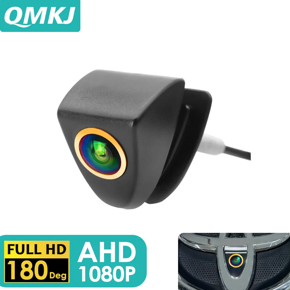 QMKJ 4K AHD 1080P HD Car Front View Logo Camera For Toyota Camry Corolla RAV4 REIZ Land Cruiser Prius Hilux Yaris Parking Camera