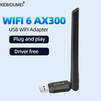 WIFI 6 300Mbps USB WiFi Dongle Adapter bezprzewodowy Karta sieciowa 2.4GHz 5BDI Antena do laptopa PC Windows 10/11 Bezpłatny sterownik