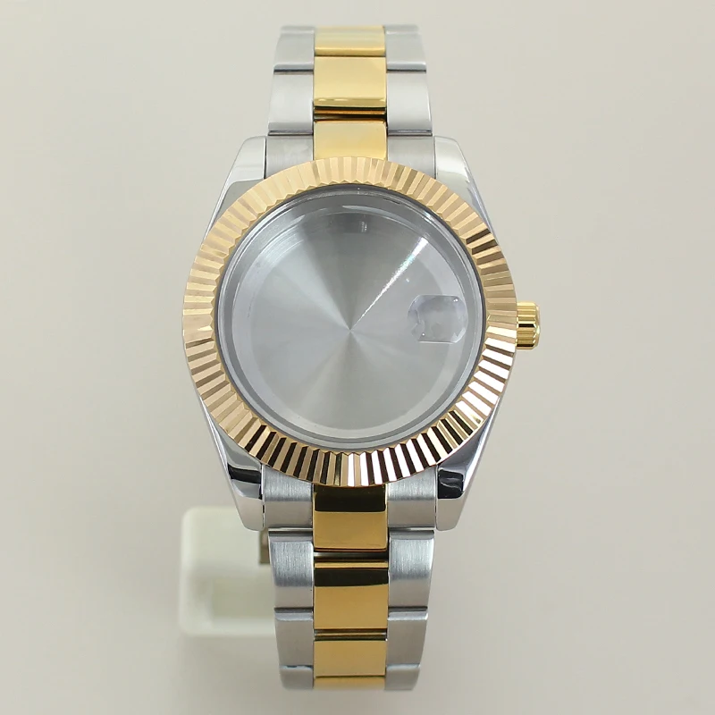 36mm/39mm For Nh35 Datejust Nh36 Nh34 Miyota8215 Movement Fluted Curved Watch Case Strap Slide Buckle Sapphire Glass 28.5mm Dial
