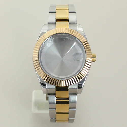 Imagen 2 del producto 36mm/39mm para Nh35 Datejust Nh36 Nh34 Miyota8215 movimiento estriado caja de reloj curvada correa hebilla deslizante cristal de zafiro Esfera de 28,5mm