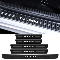 Carbon Fiber Car Door Pedal Strips for Seat Toledo Logo Auto Door Threshold Sill Protective Rear Trunk Bumper Guard Stickers