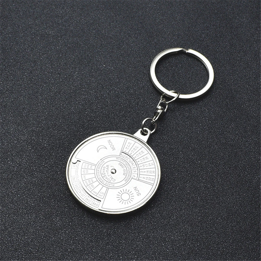 Gift Compass 3D Alloy Creative 2010 To 2060 Keychain Perpetual Calendar 50 Years Keyring