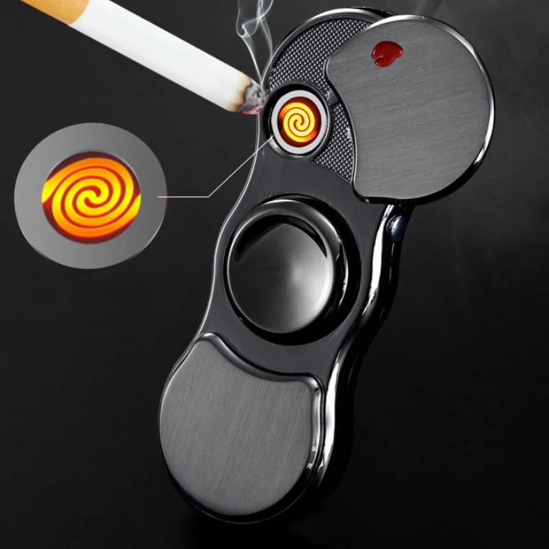 EDC Toys Fidget Spinner Charging Creative Induction Colorful Pattern Light Light Stress Relief Fingertip Gyroscope for Adults