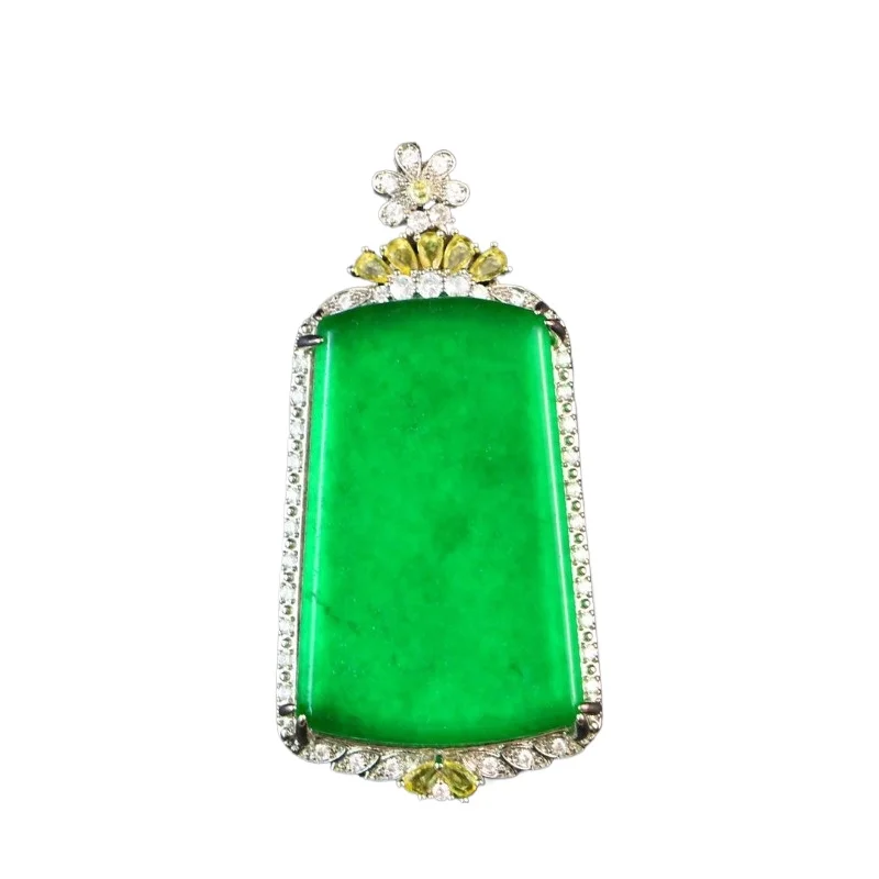 

Ice species full green emperor green no matter brand inlaid with diamonds pendant pendant sweater chain versatile