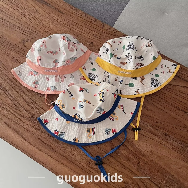 

children's fisherman hat Summer lightweight breathable wide-brimmed sun hat for boys and girls, trendy bucket hat