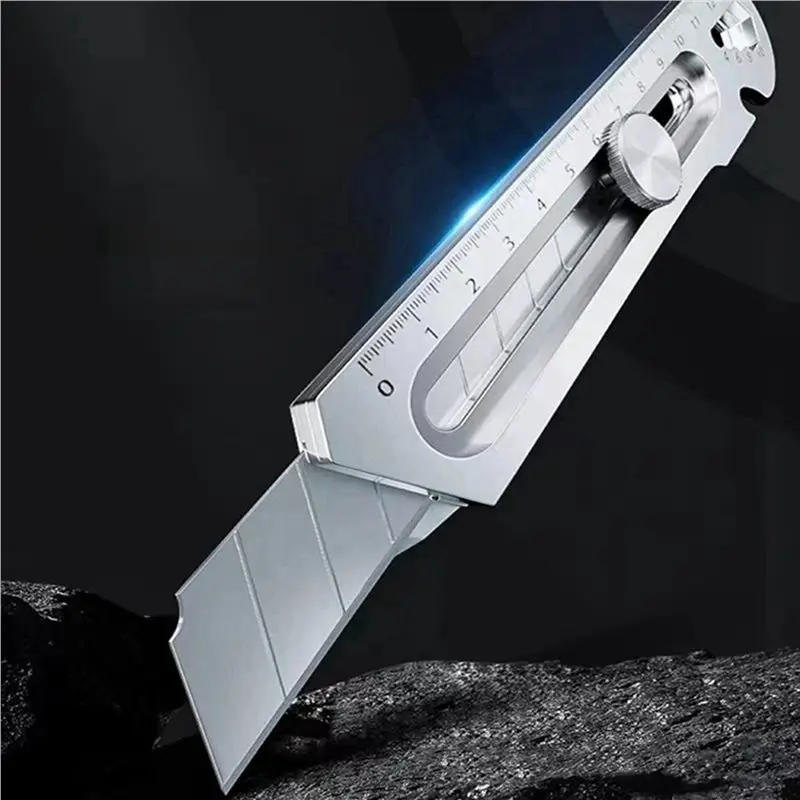 2X 6 In 1 Multifunction Stainless Steel Utility Knife Tail Break Design/Ruler/Bottle Opener Retractable Box Cutter