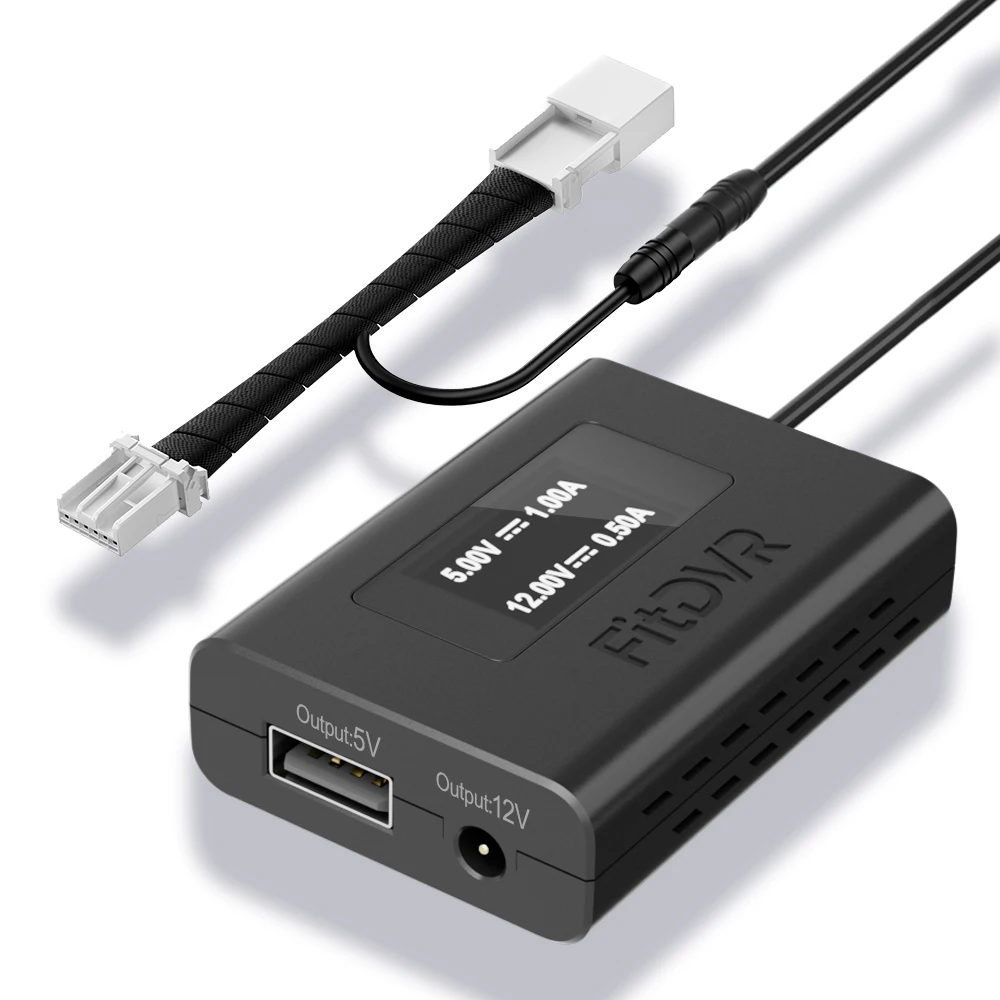 FitDVR Dash Camera Power Adapter (6-Pin) for Acura MDX 2025–2026, LED display, USB Power Source, 5V 12V Output, D3-059