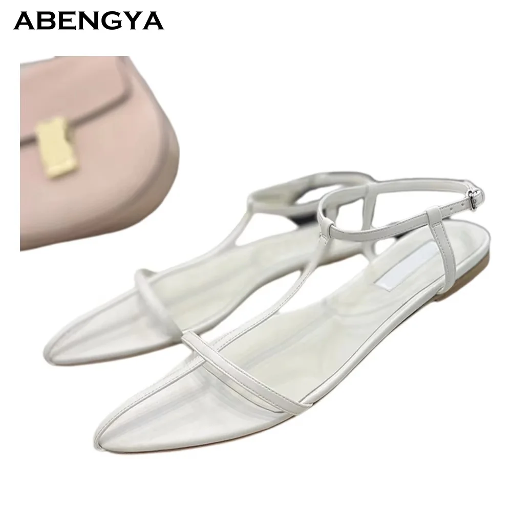 

Summer New White Gladiator Sandals Women Hollow Out Leather Flat Heel Dress Shoes Designer Fashion Party Wedding Shoes For Women