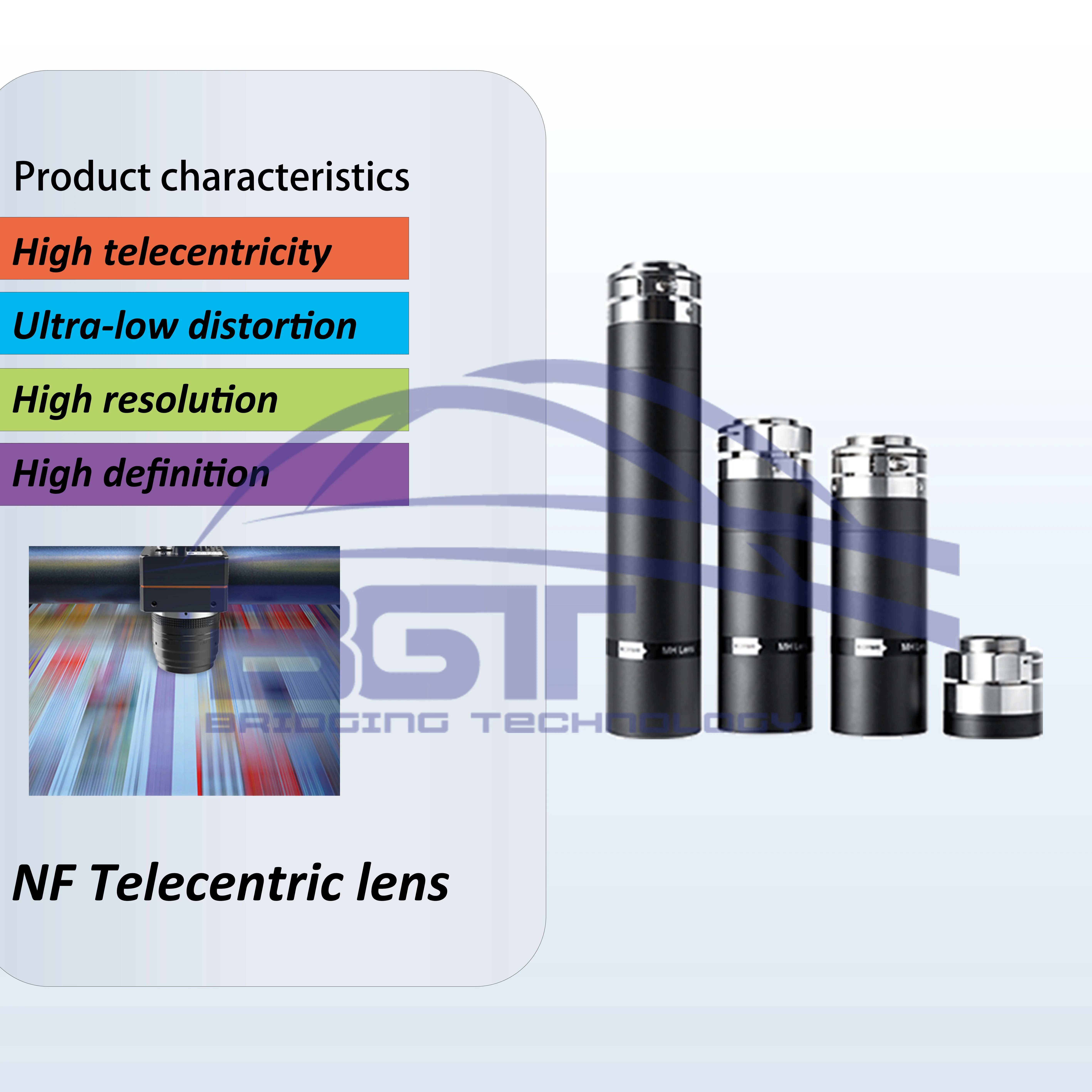 NF 0.3-0.4 Magnification  Low Distortion 9.9um C Mount Industrial Scan Camera Lens Telecentric Lens