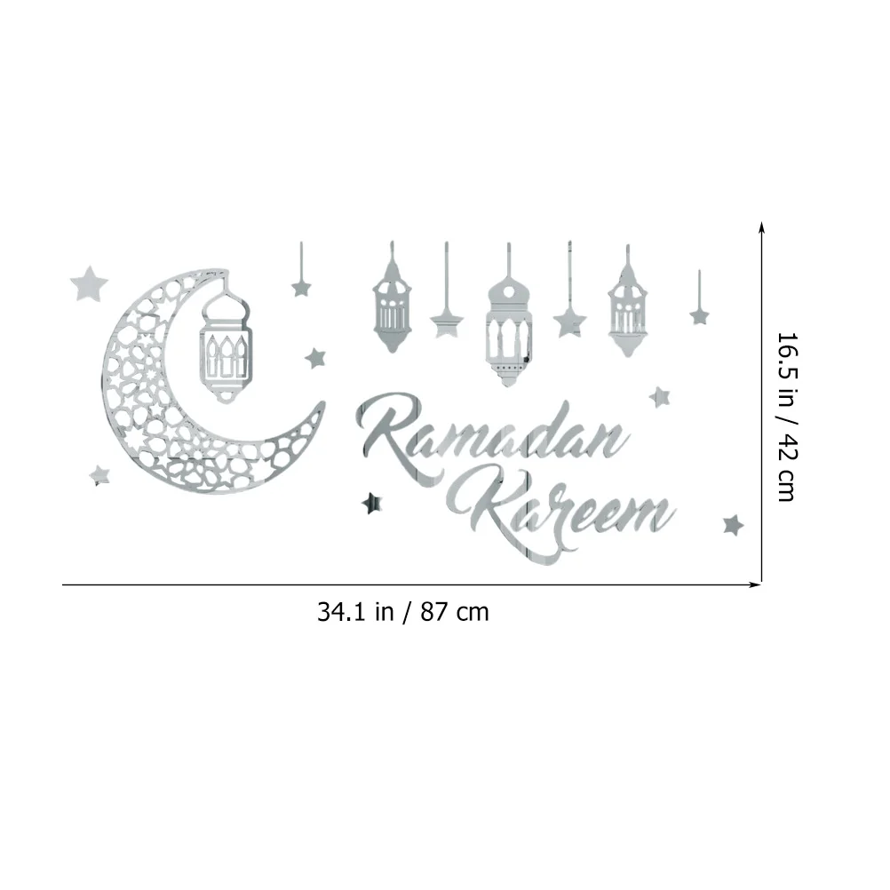 

3pcs Mirror Acrylic Wall Stickers Eid Decor Ramadan Moon Star Pattern Home Window Glass Decals Bedroom Decor