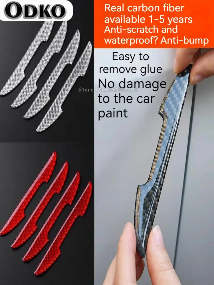 

4PCS Car Door Edge Anti-collision Protector Bar Stickers Carbon Fiber Protective Tape Body Anti-scratch Stick Decorative