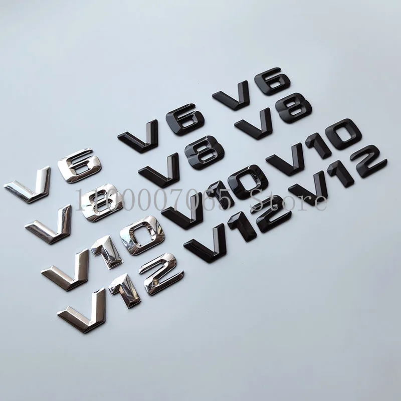 

2015 Sharp V6 V8 V10 V12 Letter Number ABS Car Emblem for Mercedes Benz Fender Discharging Capacity Badge Nameplate Logo Sticker