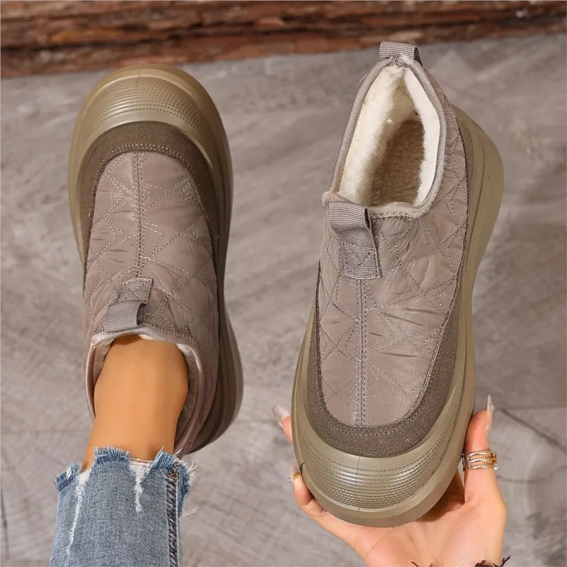 أحذية امرأة الثلوج 2025 الاتجاه أحذية النساء الانزلاق على أحذية امرأة أفخم منصة حذاء من الجلد الفراء بوتاس موهير الشتاء الفتيات الأحذية #4