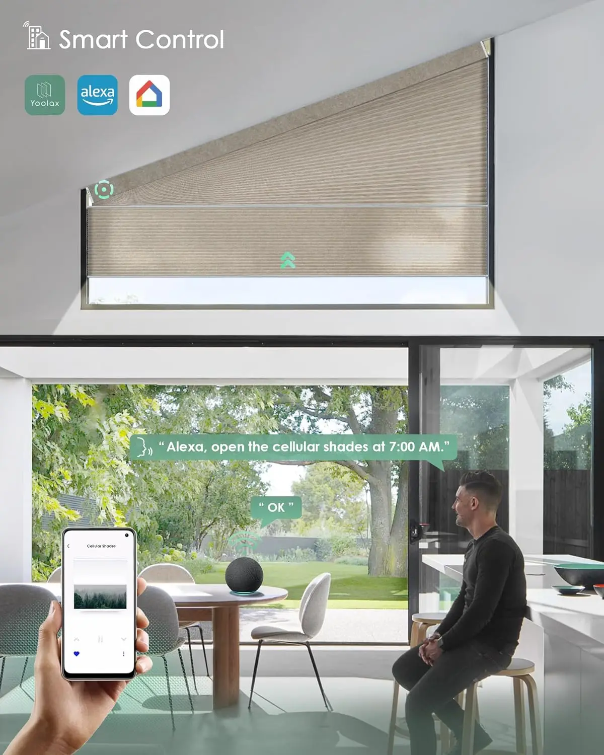 Custom made Sunroad Triangular/Honeycomb Skylight Shades +Sun-Shading Honeycomb Blinds