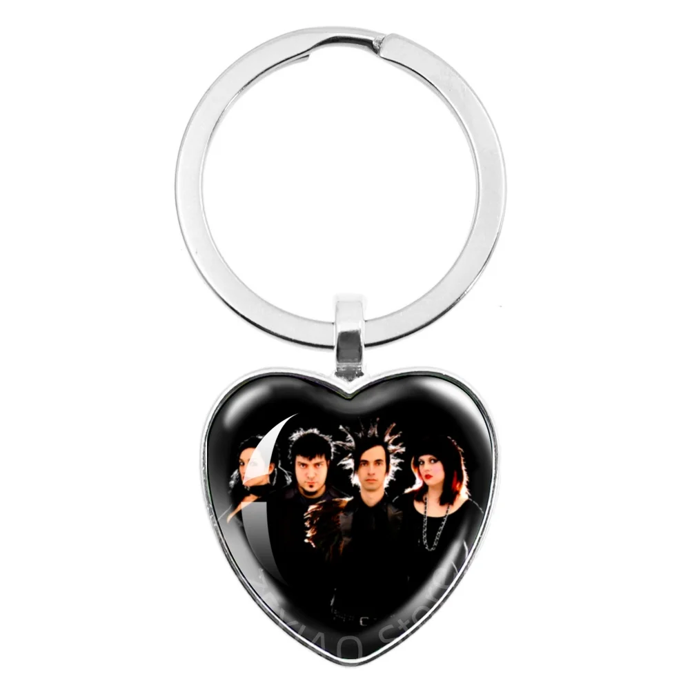 FRANKENSTEIN GIRLS Mindless Self Indulgence Jamie Hewlett Glass Cabochon Heart Shaped Pendant Keychain Jewelry Fans Friend Gift