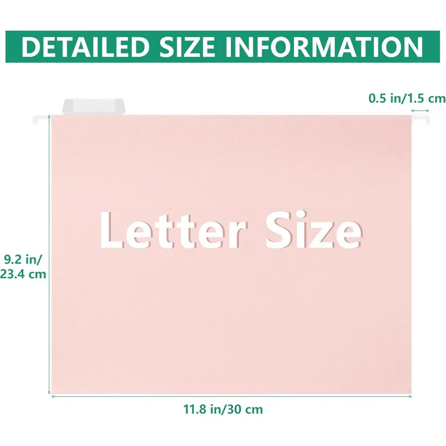 مجلدات الملفات المعلقة، 25 عبوة من مجلدات التعليق المقواة بحجم الرسالة قابلة للتعديل، علامات تبويب مكونة من 5 قطع مصممة لخزانة حفظ الملفات السائبة
