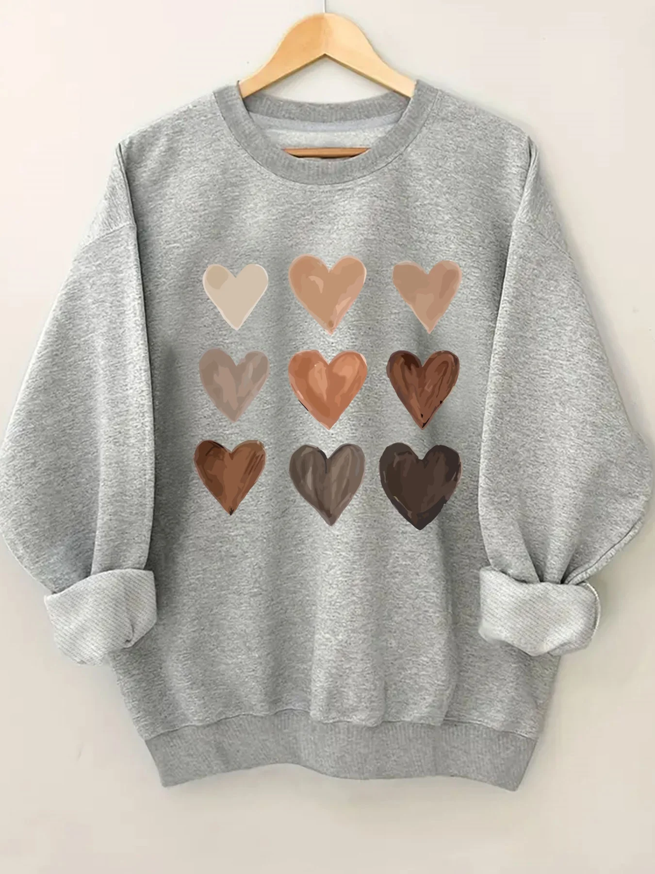 

Модная женская толстовка с круглым вырезом и принтом в виде сердца, стильная повседневная удобная женская толстовка с графическим рисунком