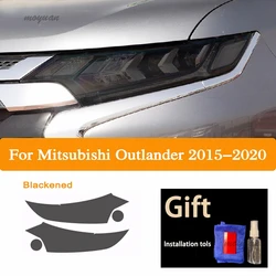 Car Headlight Protection Tint Film Smoke Black TPU Protective Transparent Sticker For Mitsubishi Outlander 2015-2020 Accessories