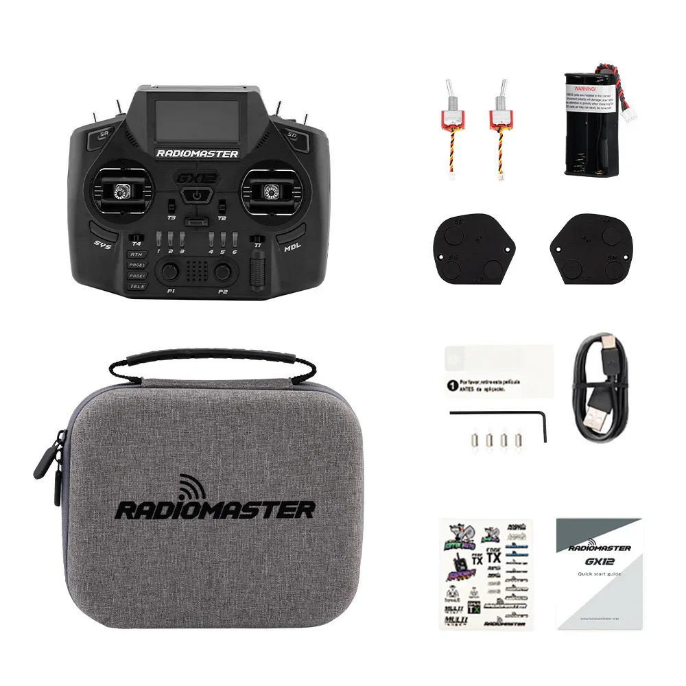 Controlador de rádio Radiomaster GX12 ELRS com gimbal Hall CNC 2.4G/900MHz banda dupla 1000Hz para transmissor FPV Drone RC