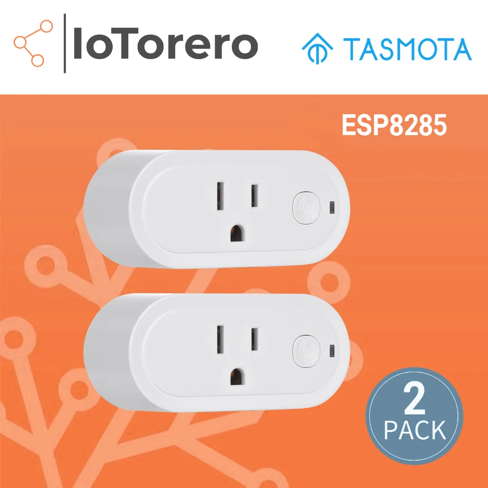 IoTorero 2 PACK Tasmota  MQTT ESP8285 US Plug Consumption Monitoring 16A Works With Home Assistant