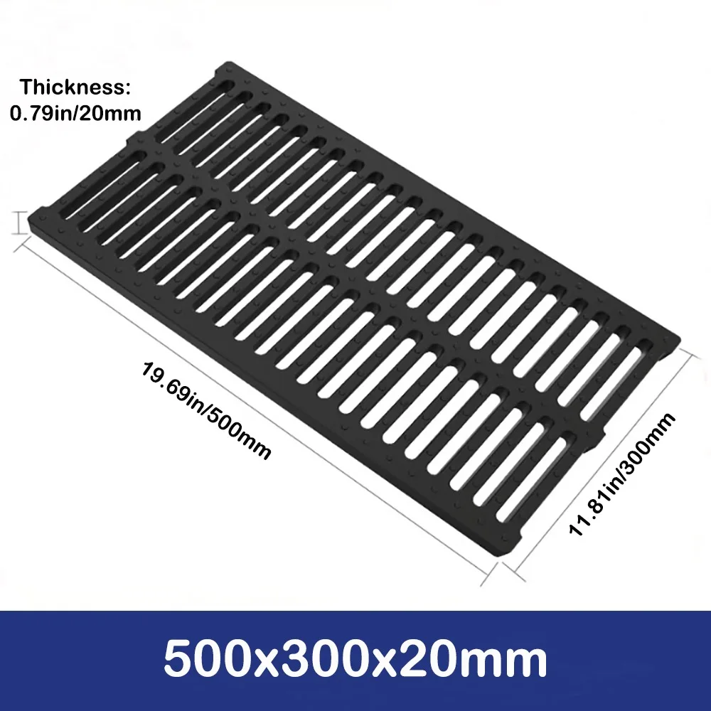 New High Strength Trench Cover Rectangular Resin Plastic Garage Floor Drain Black Grate Driveway Kitchen