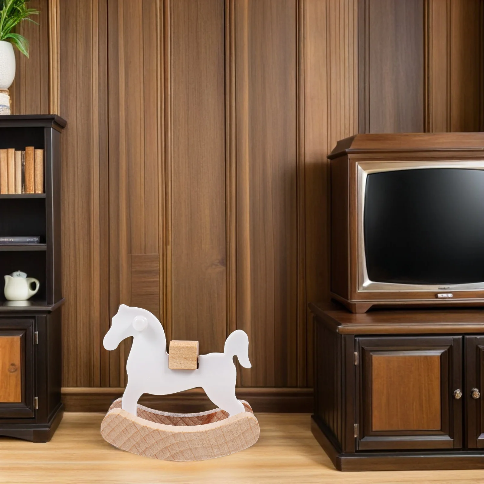 4 pezzi cavallo a dondolo in legno casa delle bambole in miniatura mobili per la scuola materna del bambino artigianato fatto a mano dettaglio esplorazione tattile animale da tavolo