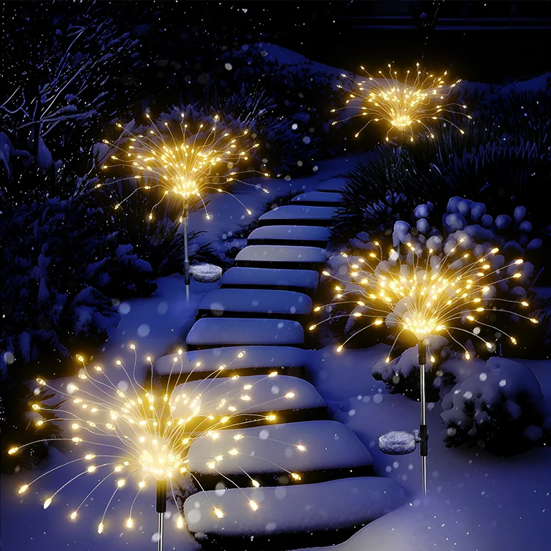 420LED Solar Power Firework Garden Lights Decor Pathway Outdoor Waterproof Patio Lawn Landscape Yard Solar Light