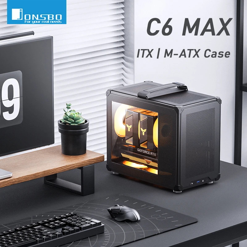 Jonsbo C6 Max Handle Case ITX M-ATX Side transparent Chassis ATX Power Supply Desktop Game Office Small Computer C6 Chassis