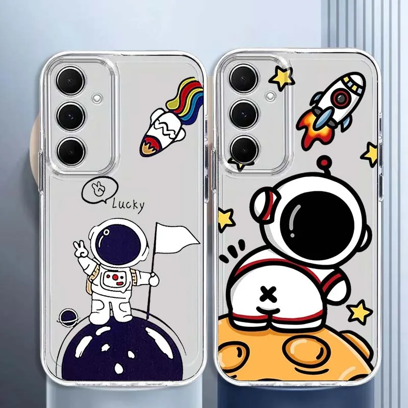 Etui na telefon z TPU, przezroczyste, z motywem astronauty z kreskówki anime, do Samsung Galaxy A73 A72 A71 A55 A54 A53 A52 A51 A33 A25 A22 A15 A14 A05