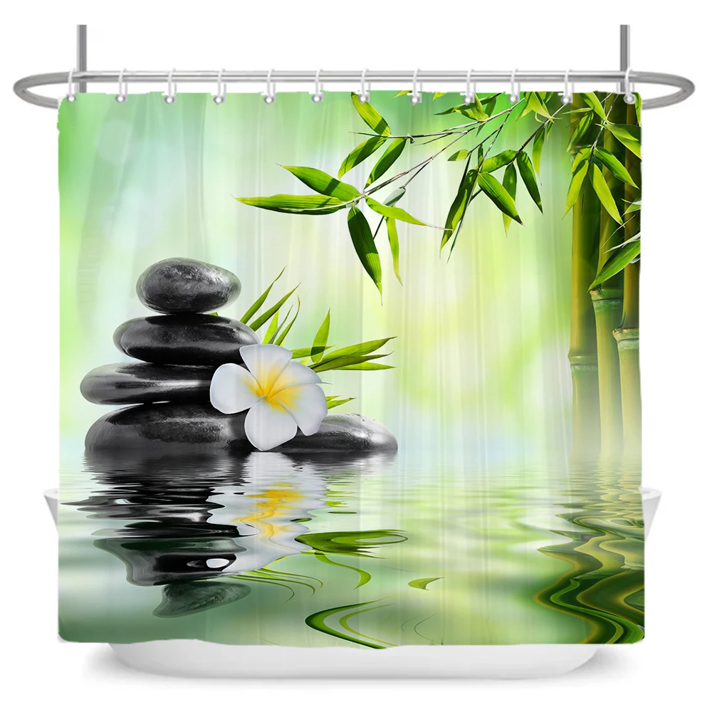 Pebble Printed Shower Curtain Fabric Washable Curtain with Hook Bathroom Decorative Curtain Rocks 3D Shower Curtains 240*180cm