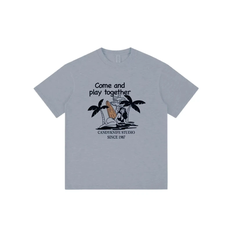 تيشيرتات من القطن الخالص بأكمام قصيرة للرجال والنساء بأنماط مطبوعة هي أنماط شعبية للصيف والخريف والشتاء