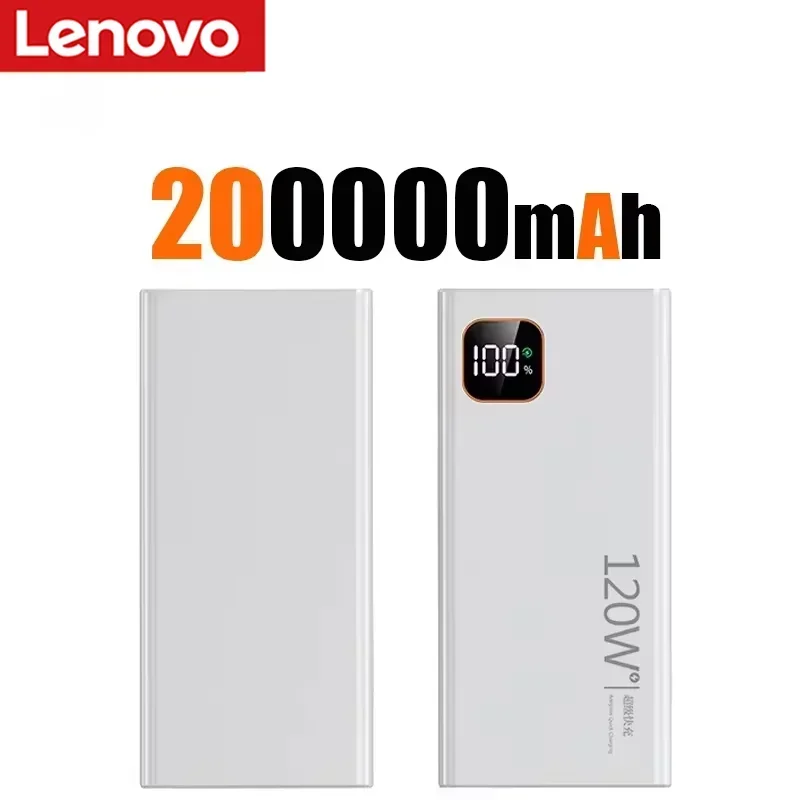Lenovo 500000 mAh tragbare Powerbank 120 W, superschnelles Laden, große Kapazität, externes Batterieladegerät, Powerbank für Xiaomi iPhone