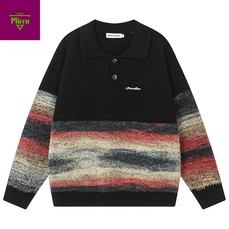 

【Mirrordust】Harajuku Oversized Sweaters Men Streetwear Hip Hop Sweaters Knitted Jumpers Casual Loose Y2K Sweaters Knitwear