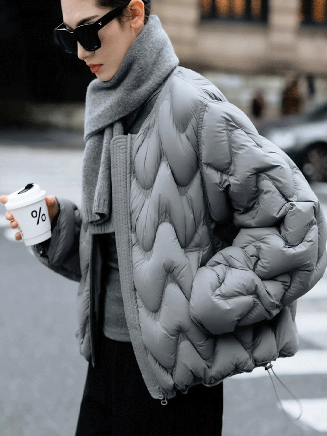 

Премиум-куртка женская утепленная серая хлопковая свободного кроя в стиле «пуховик» для зимы, комфортная, на молнии, с длинными рукавами