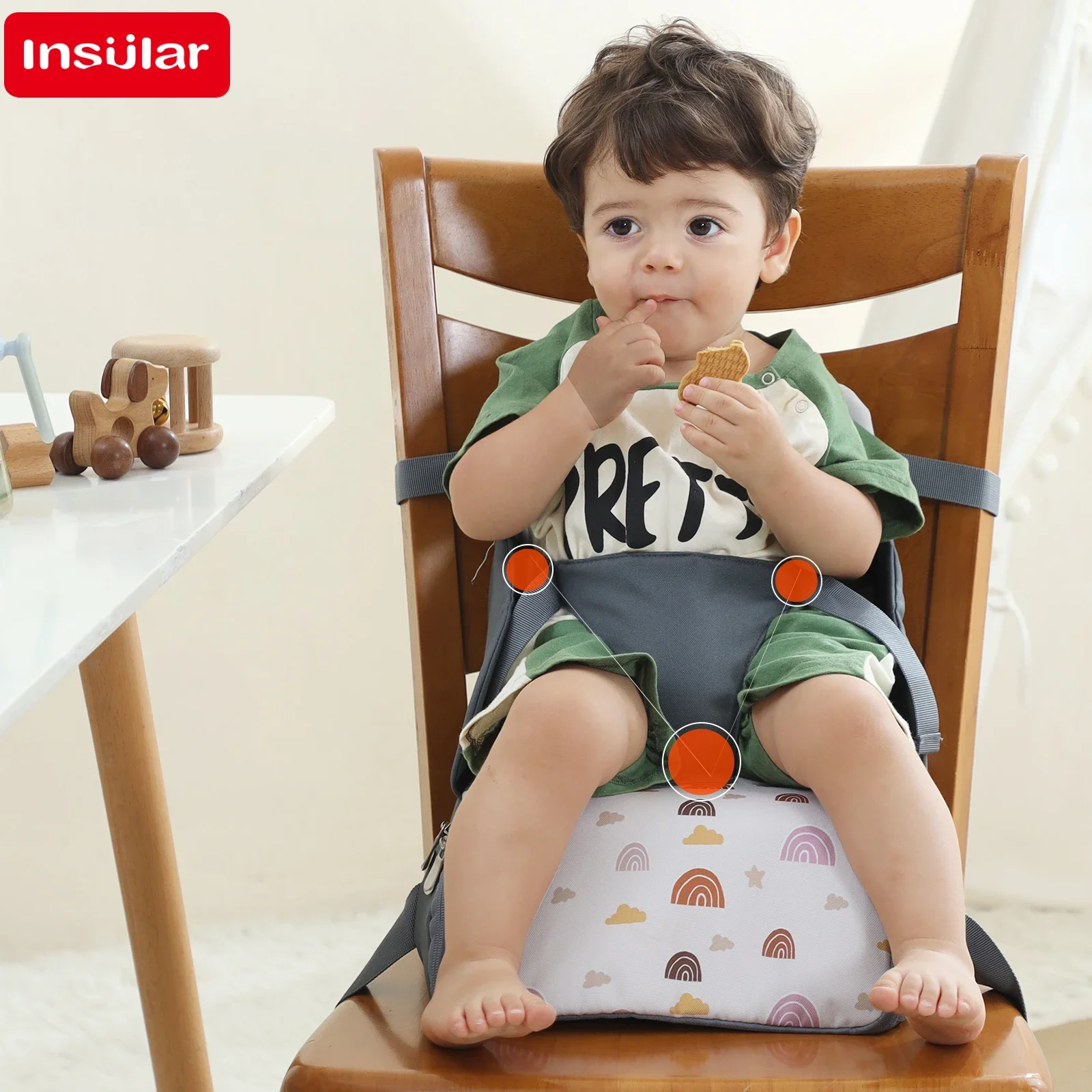 New Diaper Bag Portable Foldable Anti slip Children's Seat High Cushion Baby Dining Chair High Cushion Children Travel Supplies
