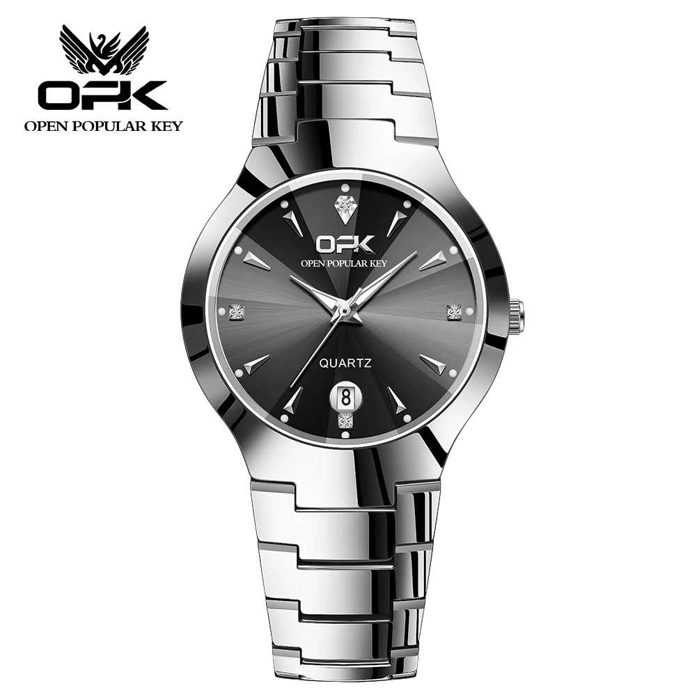 OPK Top Original Men\'s Watches Tungsten Steel Waterproof Luminous Date Clock Quartz Wrist Watch for Men Rhombus Mirror Man Watch