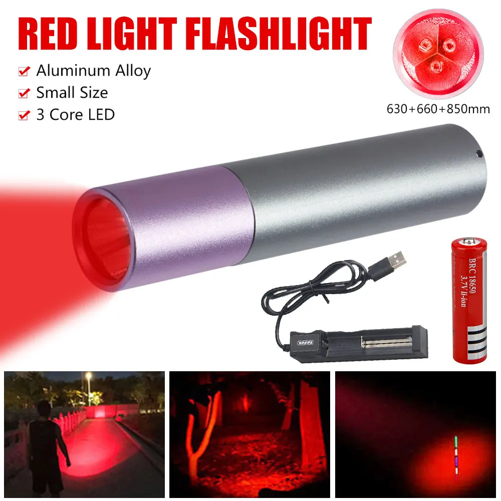 630+660+850mm Red Light Flashlight Mini Red Light Therapy Torch Effective Infrared Near Infrared Light Therapy Treatment Device