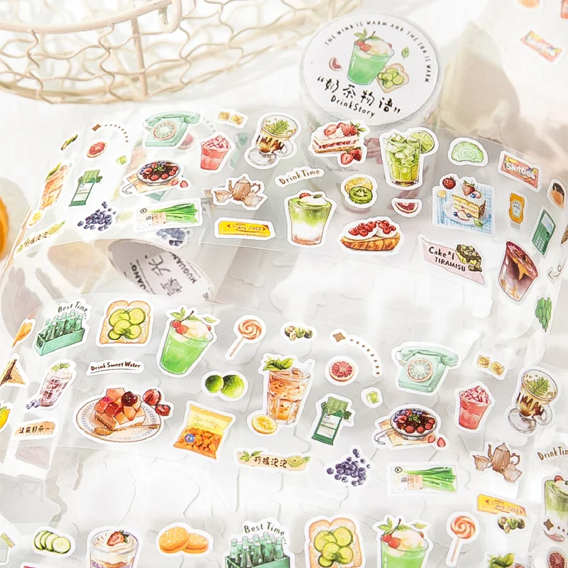 Mr. Paper KPOP Cute Masking Tape 200cm/roll Kawaii Cartoon Food Cutting Model Tape Home Handbooks DIY Decorative Gifts view 4