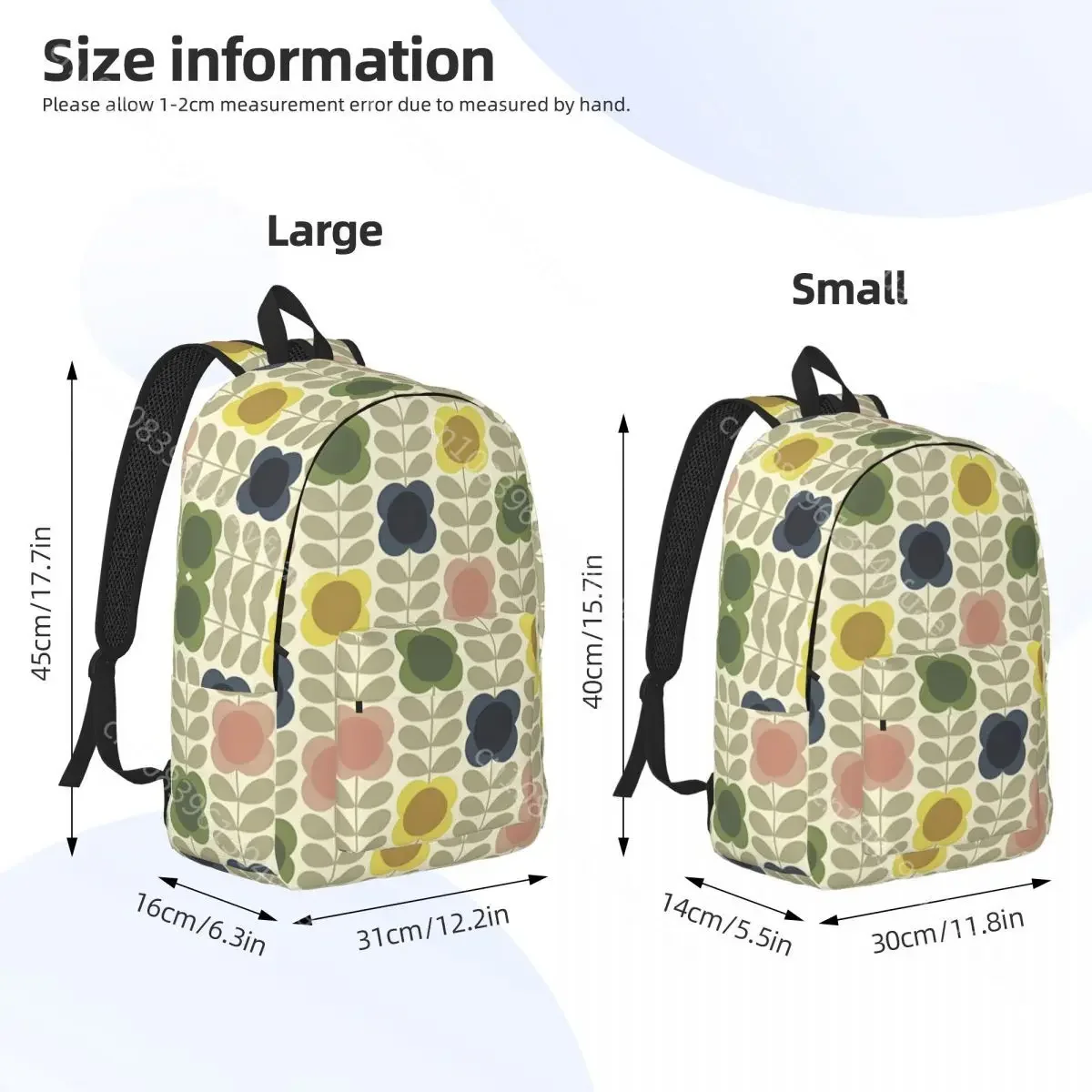 Unisex Flor Impressão Poliéster Mochila, Mochila Diária, Kawaii Mochilas Escolares, Mochila de Natal, Padrão Diário